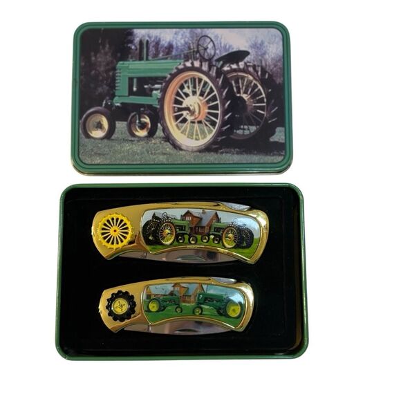Vintage John Deere Collector Pocketknife Set with Tin Case Used as Display Only - Picture 1 of 9